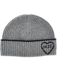 Chloé - 'Chloé Encoeur' Wool And Cashmere Beanie Hat - Lyst