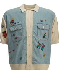 Kapital - Knit X Chambray Polo Shirt - Lyst