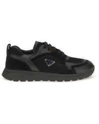 Prada - Prax Leather And Fabric Sneakers - Lyst