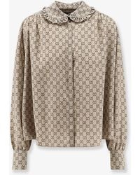 Gucci - Primavera Silk Shirt With Gg Print - Lyst
