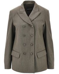Emporio Armani - Virgin Wool Double-Breasted Jacket Khaki - Lyst
