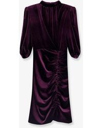 ACTUALEE - Velvet Dress With Drapery - Lyst
