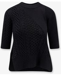 Sacai - Cotton Blend Asymmetrical Sweater - Lyst