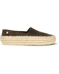Loewe - Rio Suede And Raffia Espadrillas Khaki - Lyst