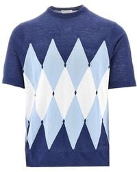 Ballantyne - Linen-Blend Short-Sleeved Sweater - Lyst