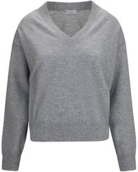 Brunello Cucinelli - V-Neck Cashmere Sweater - Lyst