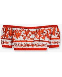 Dolce & Gabbana - Dolce & Gabbana Cotton Top With Maiolica Print - Lyst