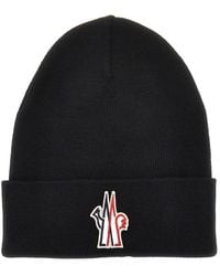 Moncler - Logo Patch Wool Beanie Hat - Lyst