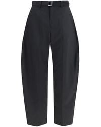 Sacai - Wool Tailored Pants With Belt - Lyst