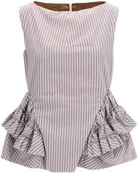 Dries Van Noten - Striped Ruffled Peplum Top - Lyst
