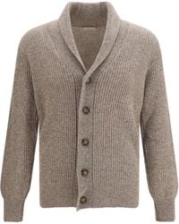 Brooksfield - Virgin Wool Shawl Collar Cardigan Segale - Lyst