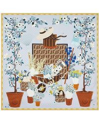 Fendi - Silk Scarf With Gardening Print - Lyst
