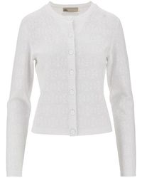 Tory Burch - T Monogram Pointelle Knit Cardigan - Lyst