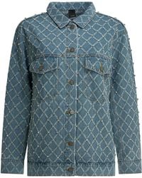 Pinko - Lightblue Cotton Jacket - Lyst