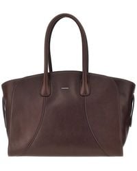 Emporio Armani - Smooth Leather Tote Bag With Logo Plate - Lyst