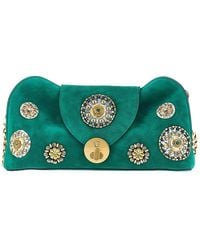 Versace - Embroidered Suede Leather 'Vivian' Clutch - Lyst