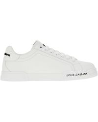 Dolce & Gabbana - Leather Sneakers With Lateral Logo Patch - Lyst