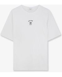 Celine - Cotton Blend T-Shirt With Front Logo Print - Lyst