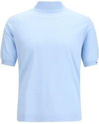 Prada - Short-Sleeve Cotton Sweater Cielo - Lyst