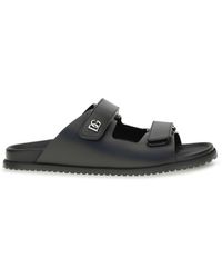 Dolce & Gabbana - Dolce & Gabbana Calfskin Leather Sandals Nero - Lyst
