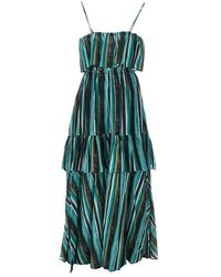 Pinko - Striped Print Muslin Maxi Dress - Lyst