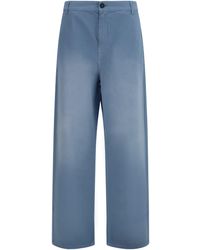 Miu Miu - Garment-Dyed Wide-Leg Trousers Cotton - Lyst
