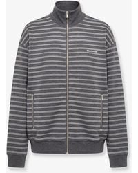 Miu Miu - Striped Cotton Sweatshirt - Lyst