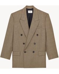 Saint Laurent - Double-Breasted Prince Of Wales Blazer - Lyst