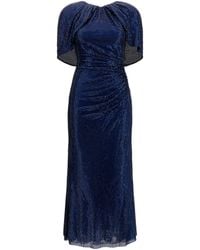 Self-Portrait - Midi Dress With Cape Sleeves And Crystals - Lyst