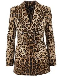 Dolce & Gabbana - Double-Breasted Jacket With Animal Print - Lyst