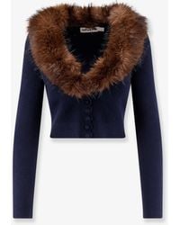 Self-Portrait - Cardigan With Faux Fur Profile - Lyst