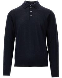 Emporio Armani - Fine Knit Polo Sweater - Lyst