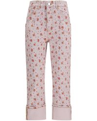 Ganni - Printed Capri Pants - Lyst