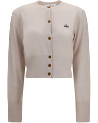Vivienne Westwood - Bea Cropped Wool Cardigan Limestone - Lyst