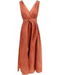 Brunello Cucinelli - Midi Dress With Floral Motif - Lyst