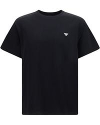 Prada - Cotton T-Shirt With Triangle Logo - Lyst