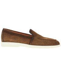 Santoni - 'Malibu' Suede Leather Loafers - Lyst