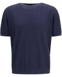 Giorgio Armani - Short-Sleeved Cotton And Silk Sweater - Lyst