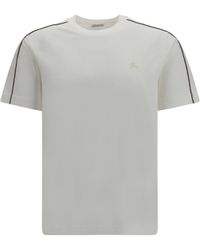 Burberry - Cotton T-Shirt With Embroidered Logo Chalk - Lyst