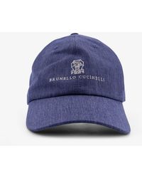 Brunello Cucinelli - Denim Hat With Embroidered Logo On The Front - Lyst
