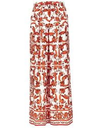 Dolce & Gabbana - Silk Pants With Maiolica Print - Lyst