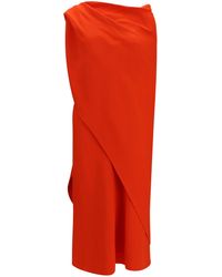 Balenciaga - Draped Silk Midi Dress - Lyst