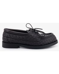 Bottega Veneta - Pier Intrecciato Leather Boat Shoes - Lyst