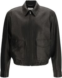 Saint Laurent - Short Lamb Leather Jacket With Pointed Collar - Lyst