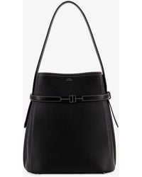 TOTEME - Hammered Leather Bucket Bag With Strap On The Front - Lyst