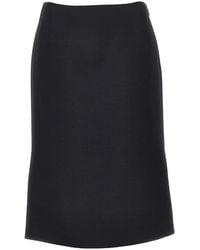 Fendi - Grain De Poudre Wool And Silk Midi Skirt - Lyst