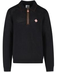 CASABLANCA - 'Waffle Stitch' Wool Polo Shirt - Lyst