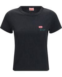 KENZO - Tulip Embroidered Cotton T-Shirt - Lyst