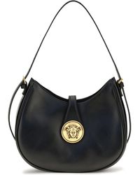 Versace - Small Emblème Hobo Lambskin Shoulder Bag - Lyst