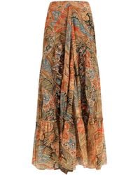 Etro - Silk Long Skirt With Flounce And Paisley Motif - Lyst